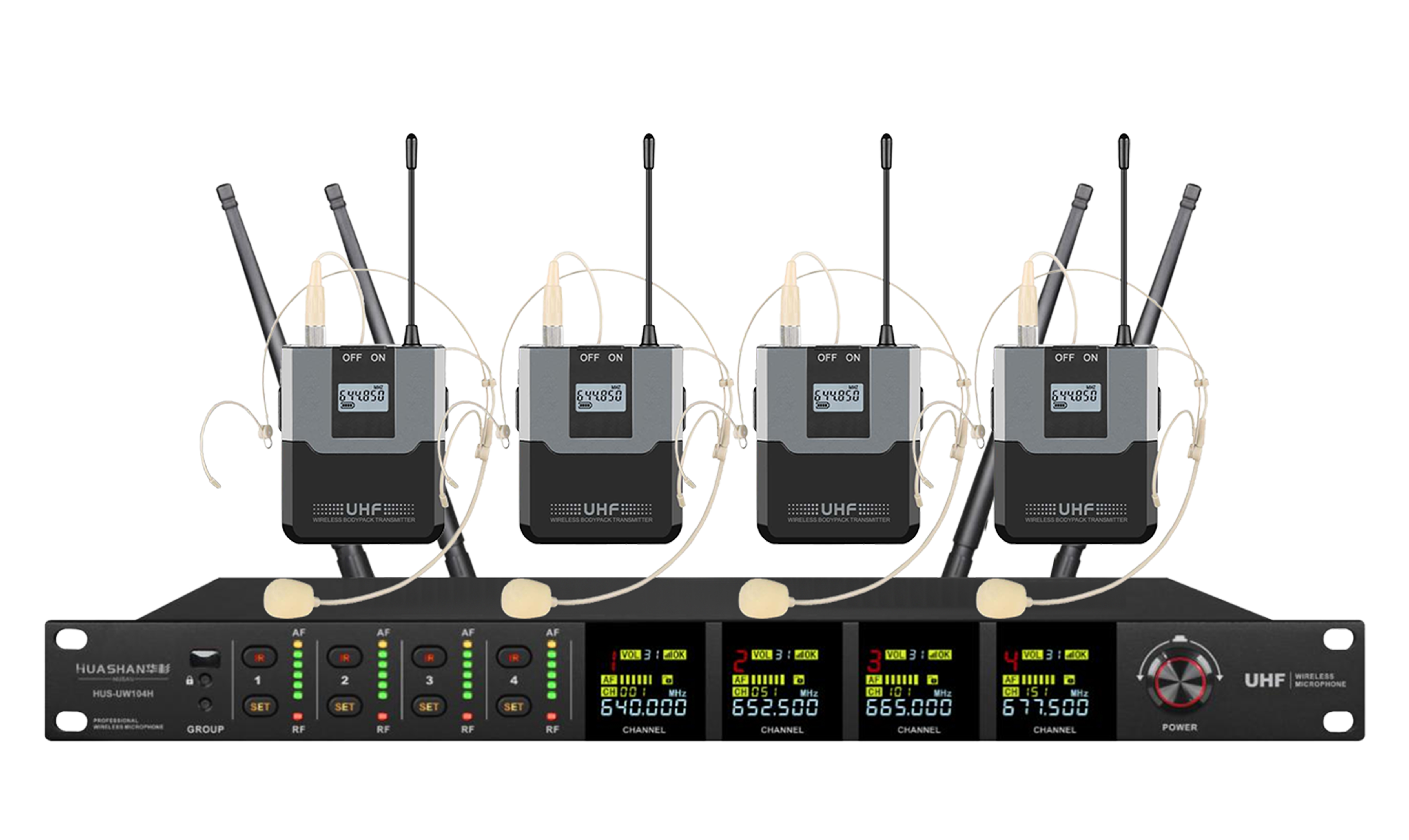 HUS-UW104HT 一拖四无线头戴麦克风
