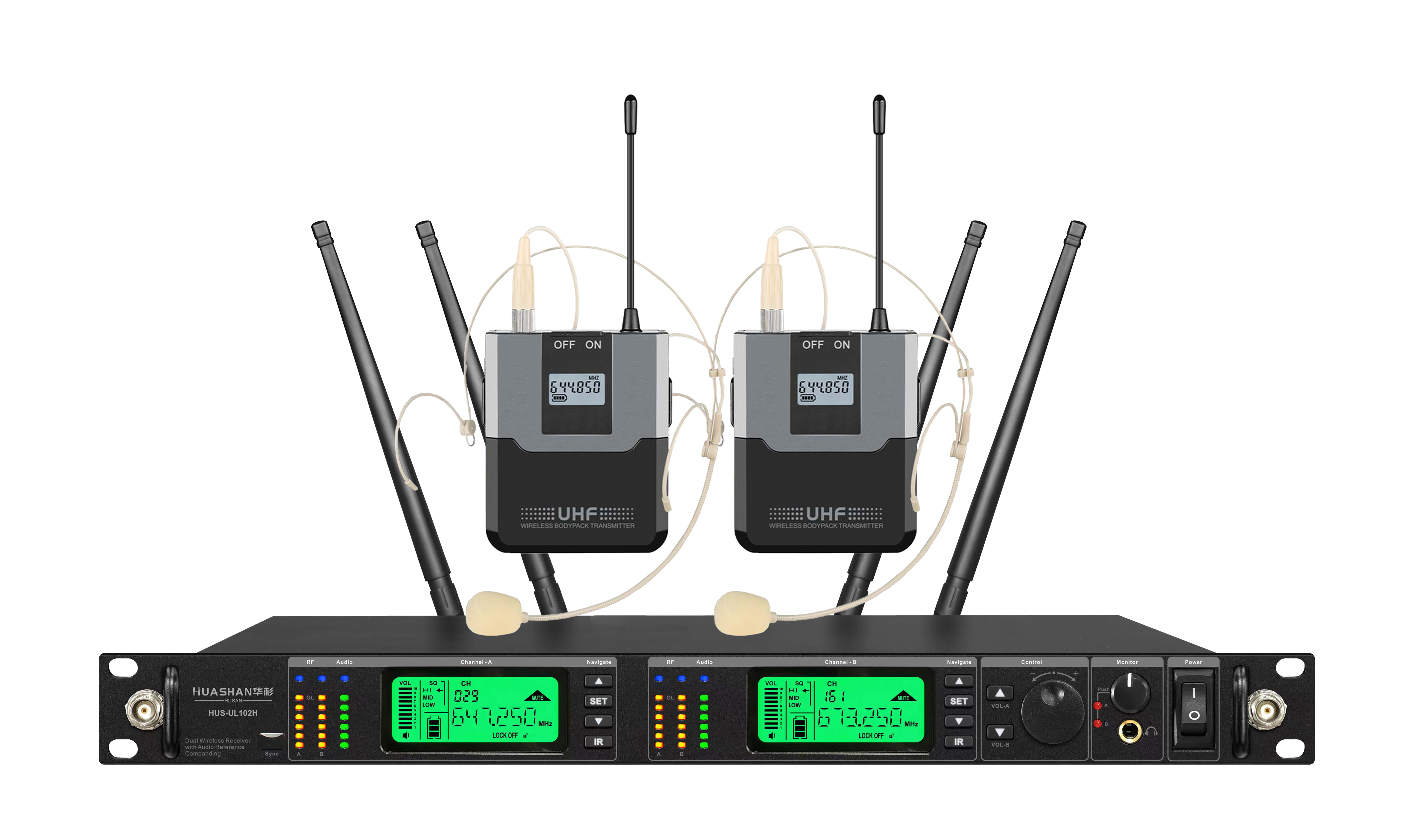 HUS-UL102HT 真分集一拖二头戴话筒