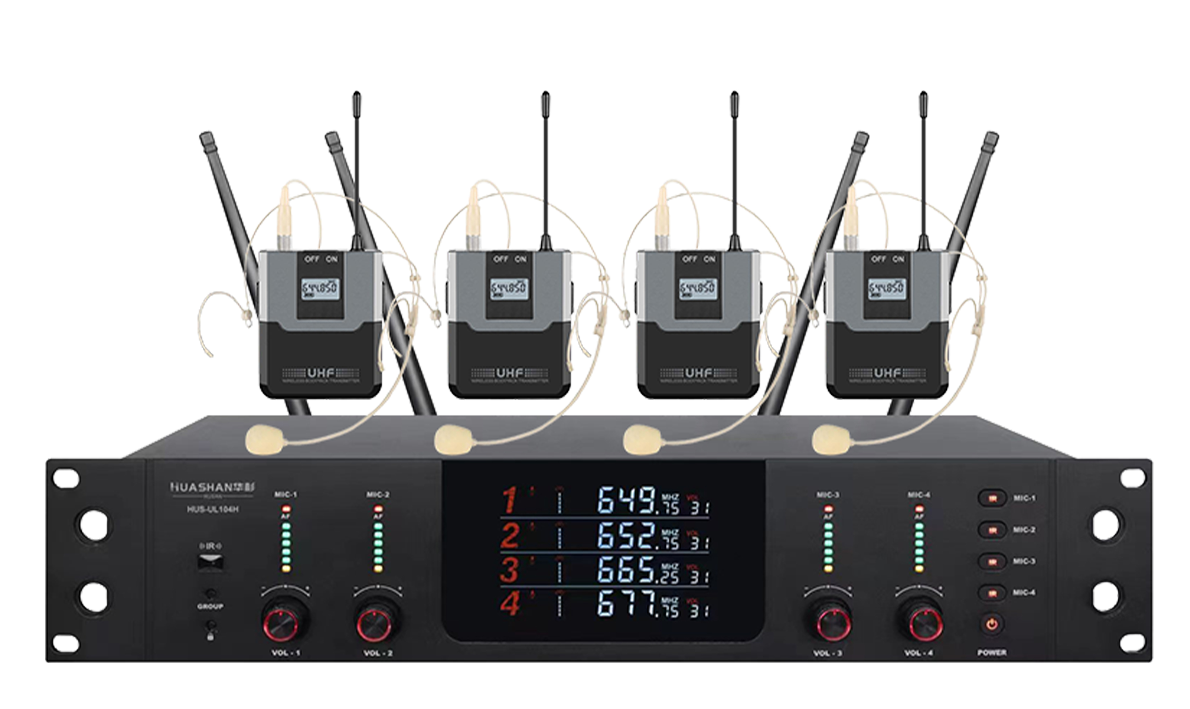 HUS-UL104HT 真分集一拖四头戴话筒