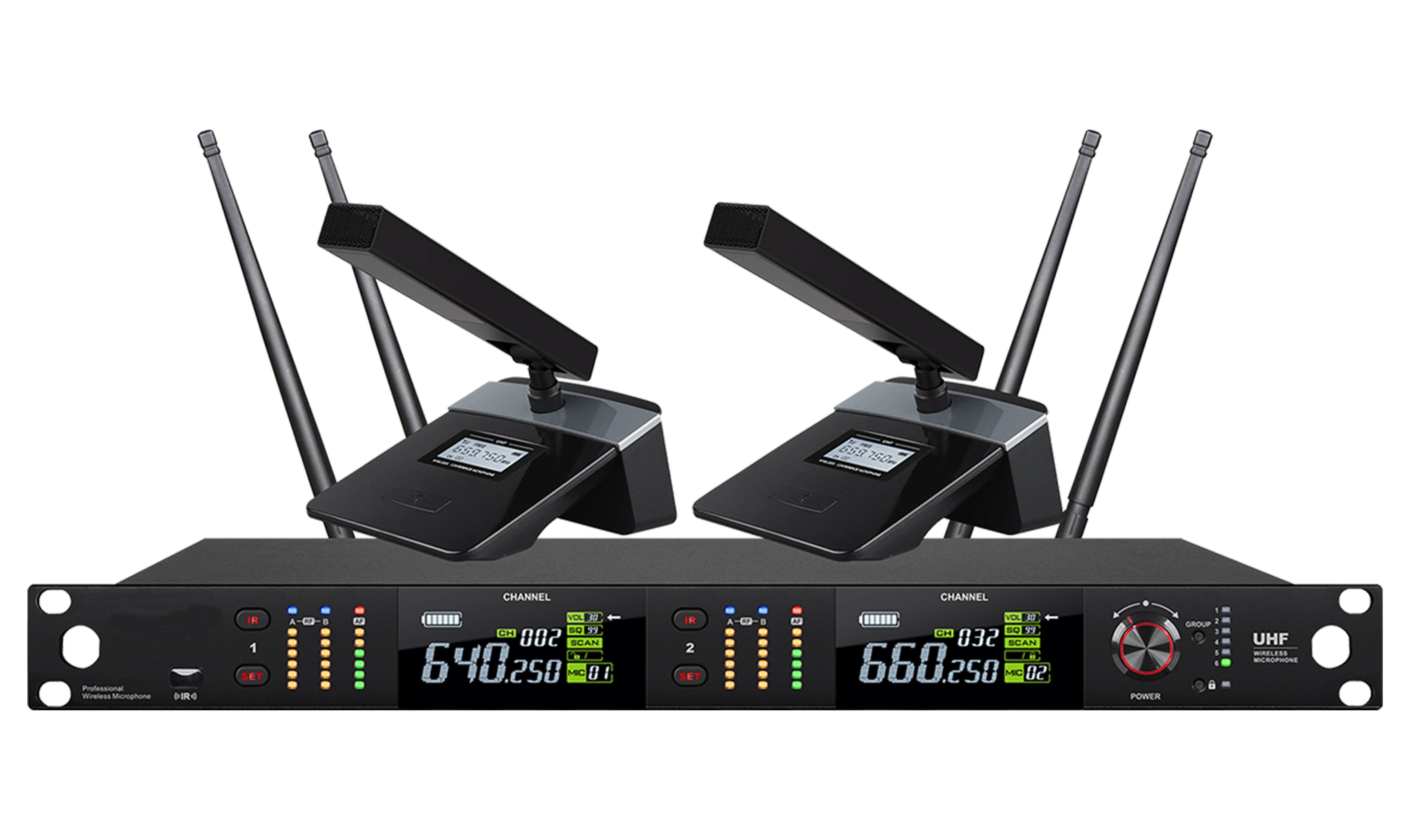 HUS-MD575S 真分集一拖二无线短杆话筒