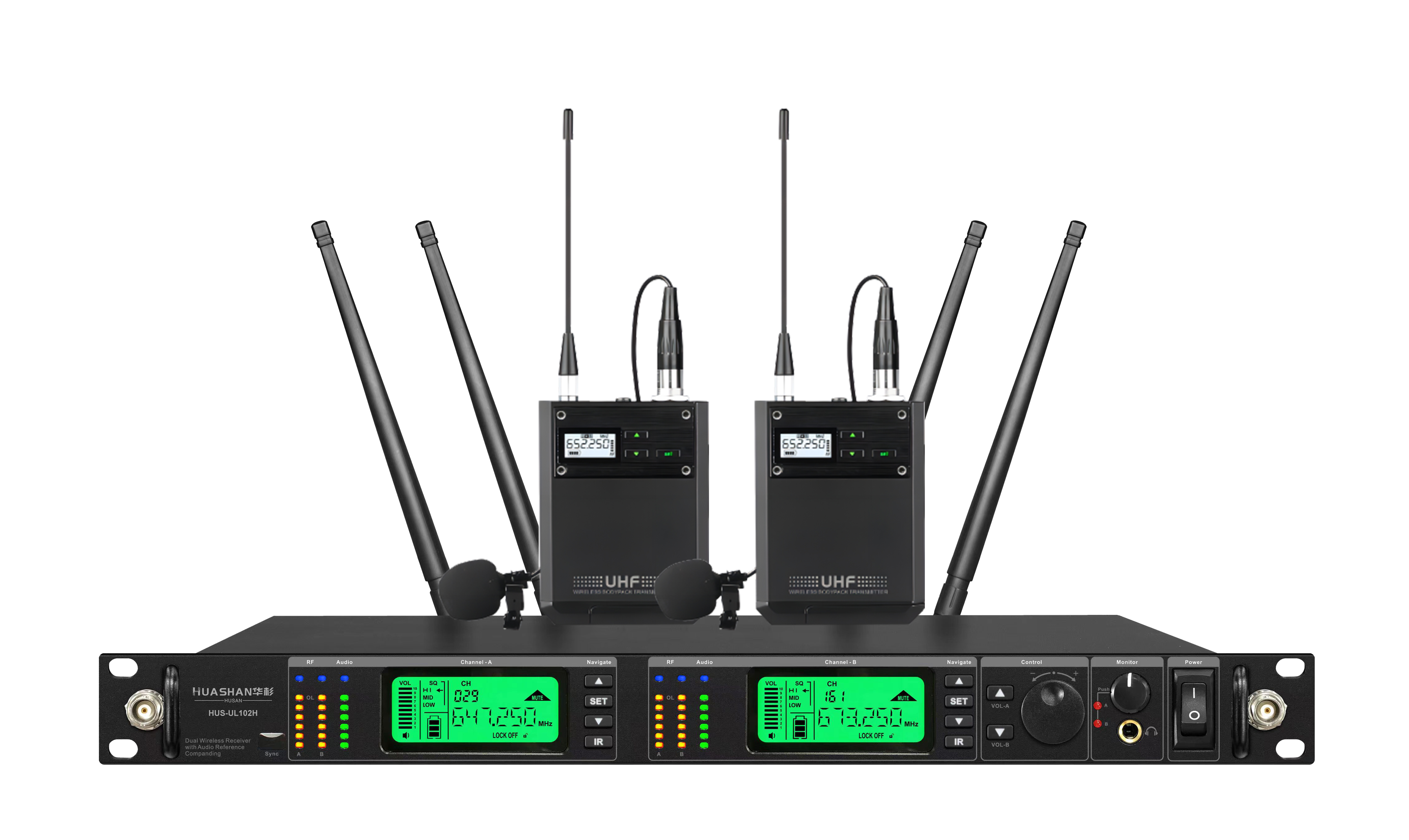 HUS-UL102HL 真分集一拖二无线领夹话筒