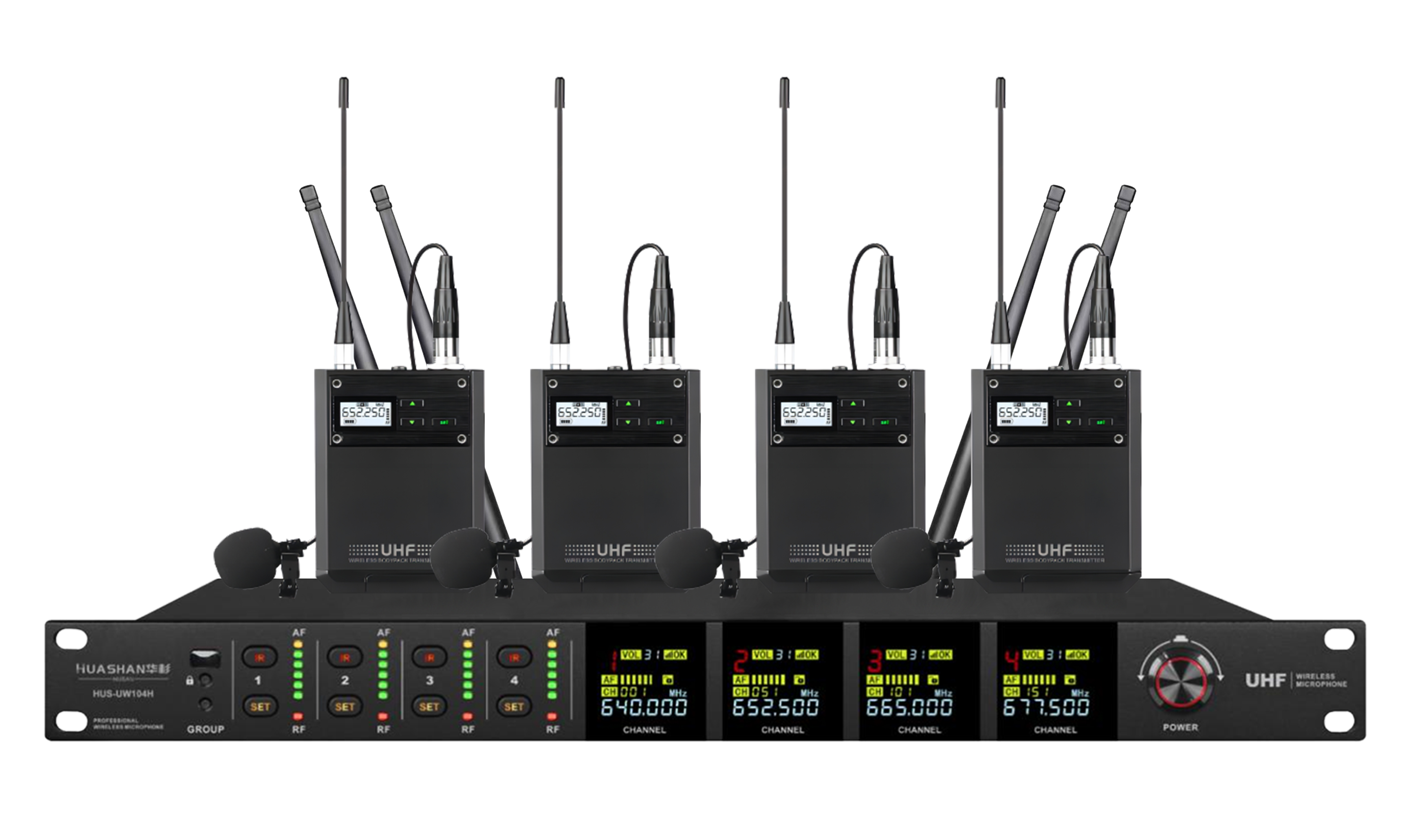 HUS-UW104HL 一拖四无线领夹麦克风
