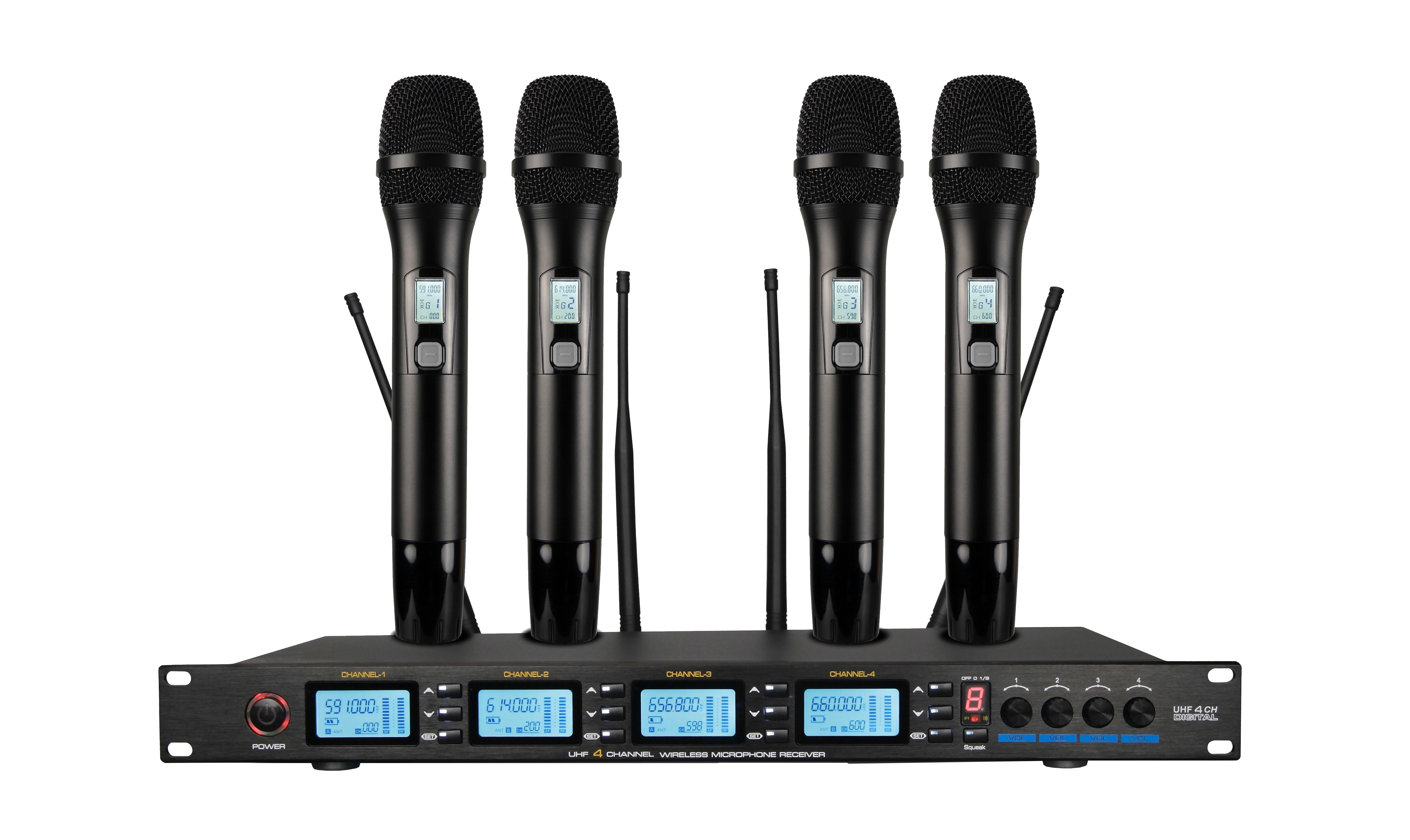 HUS-MX410 无线一拖四无线话筒（手持/头戴/领夹可混搭）