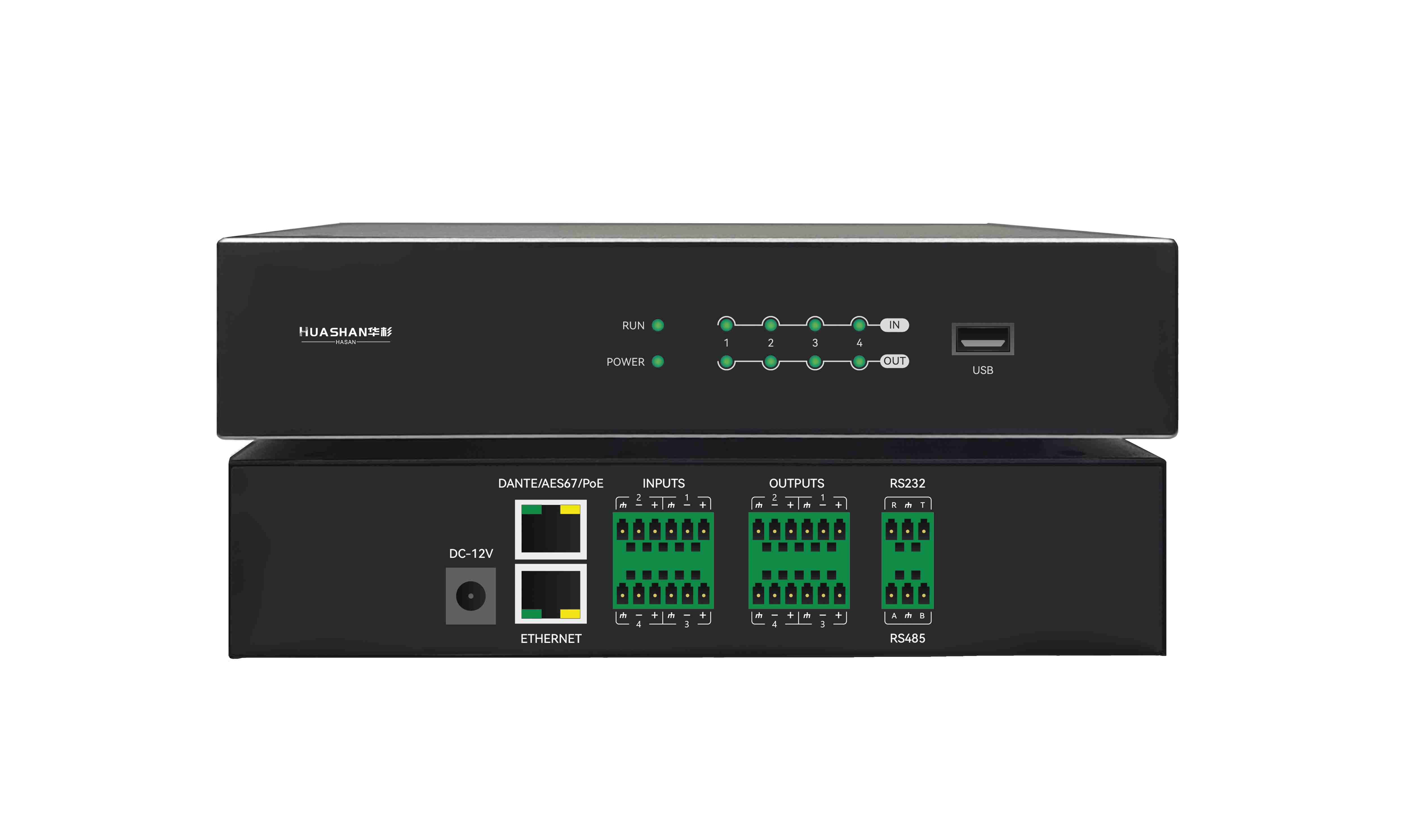 HUS-DSP0404D 带DANTE功能DSP音频处理器-4进4出